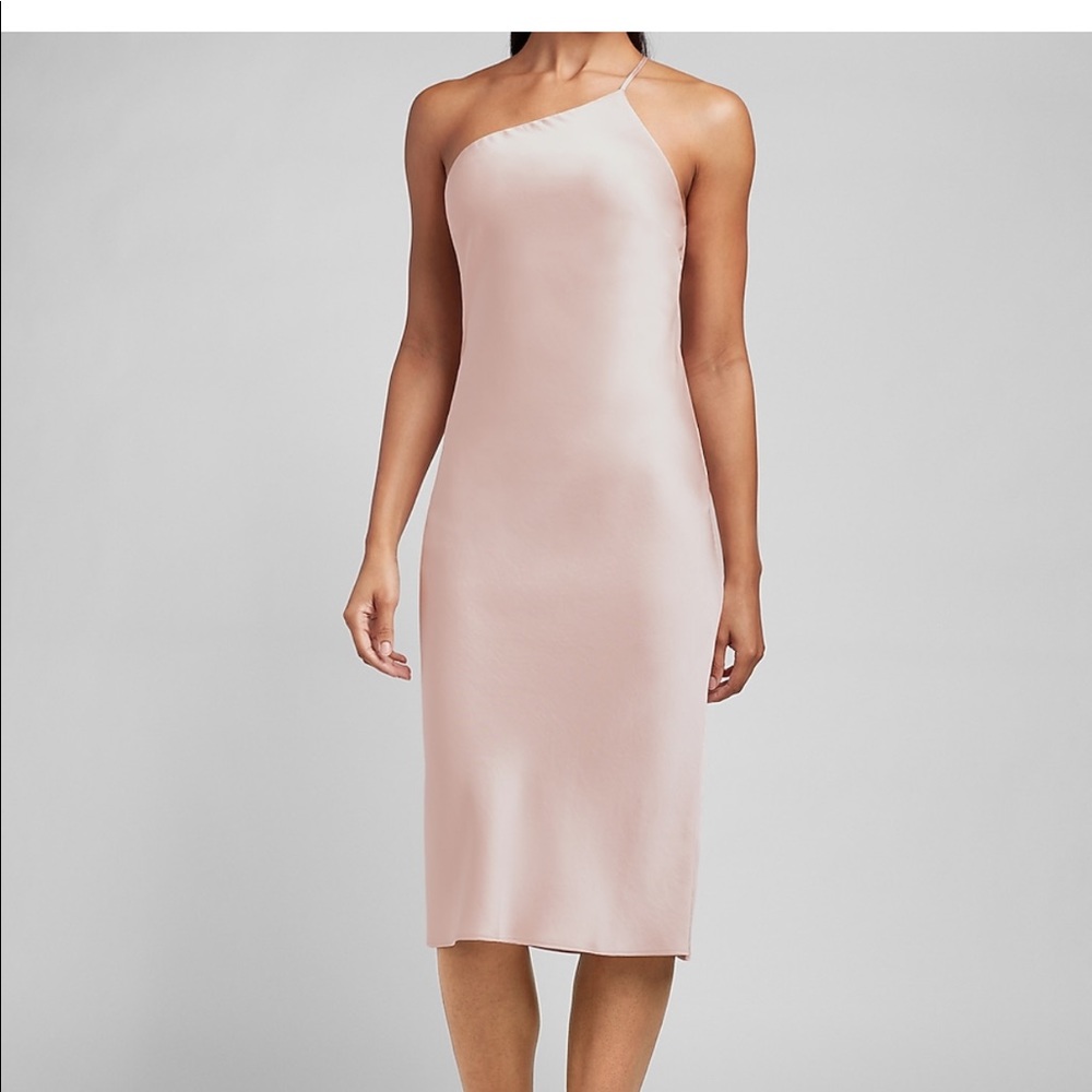 Satin cross back one shoulder dress